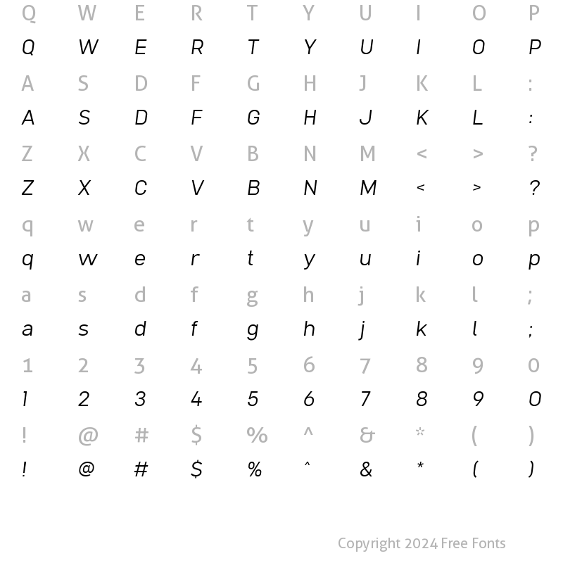 Character Map of Compose Regular Obl