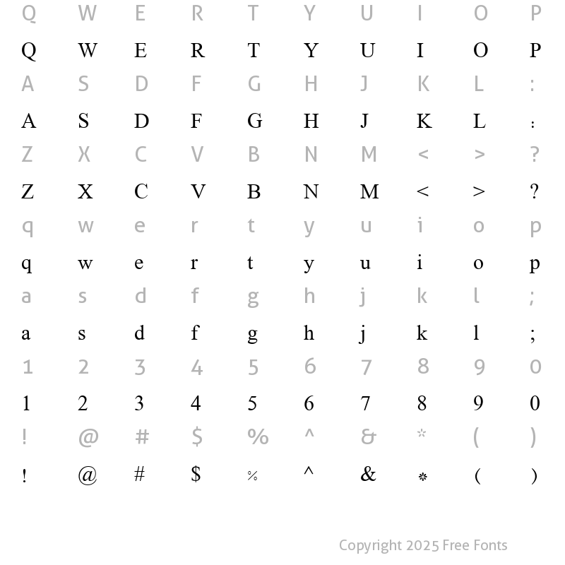 Character Map of Compset Mazar Regular