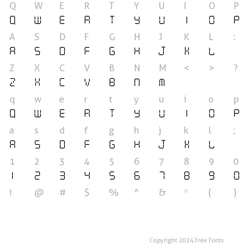 Character Map of Computer Calculator