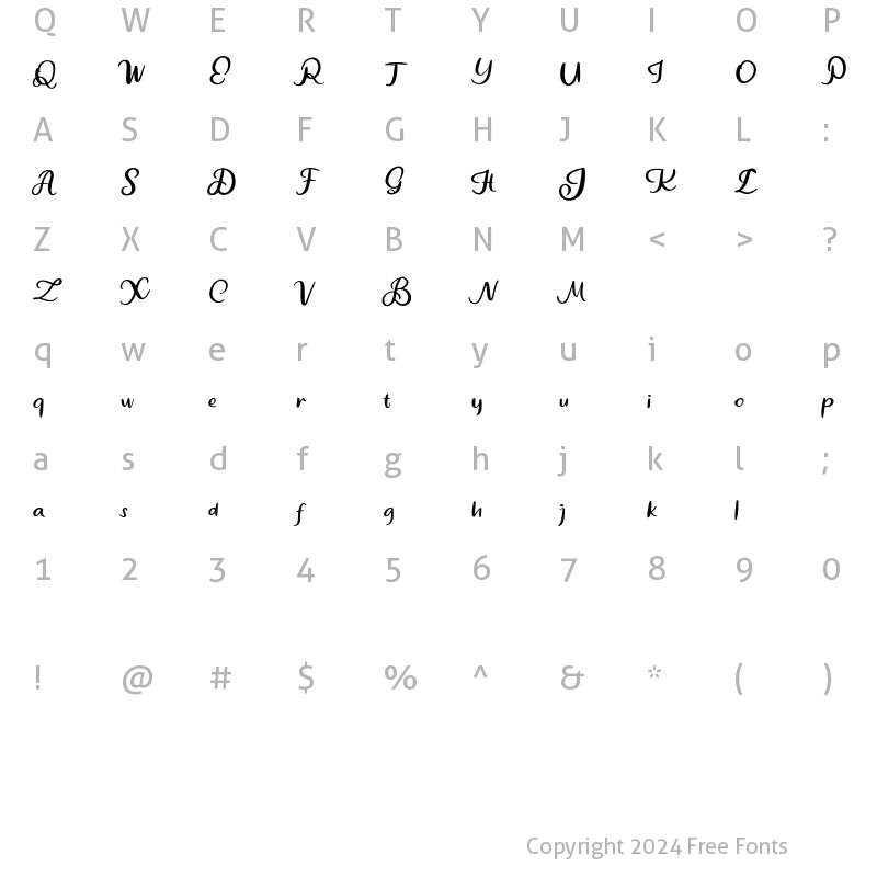 Character Map of Comye FREE Regular