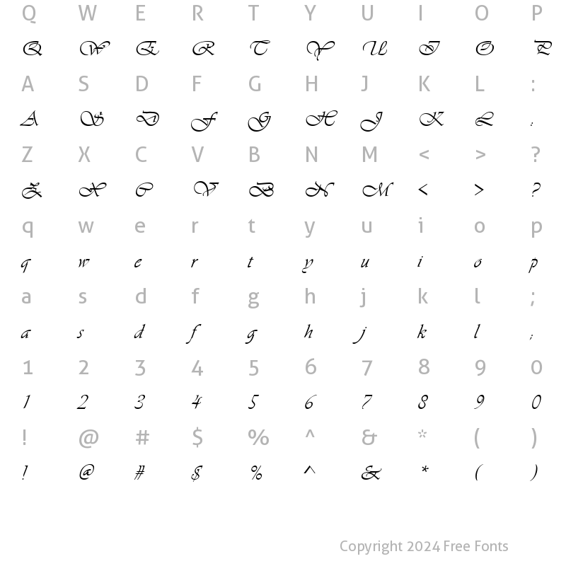 Character Map of Concerto Italic