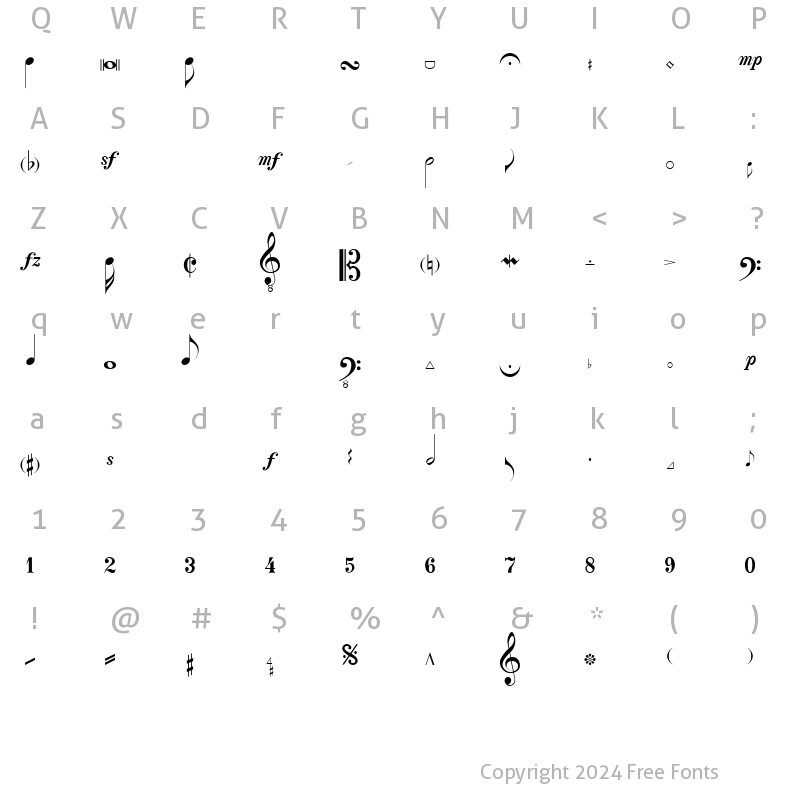 Character Map of Concerto SSi Regular