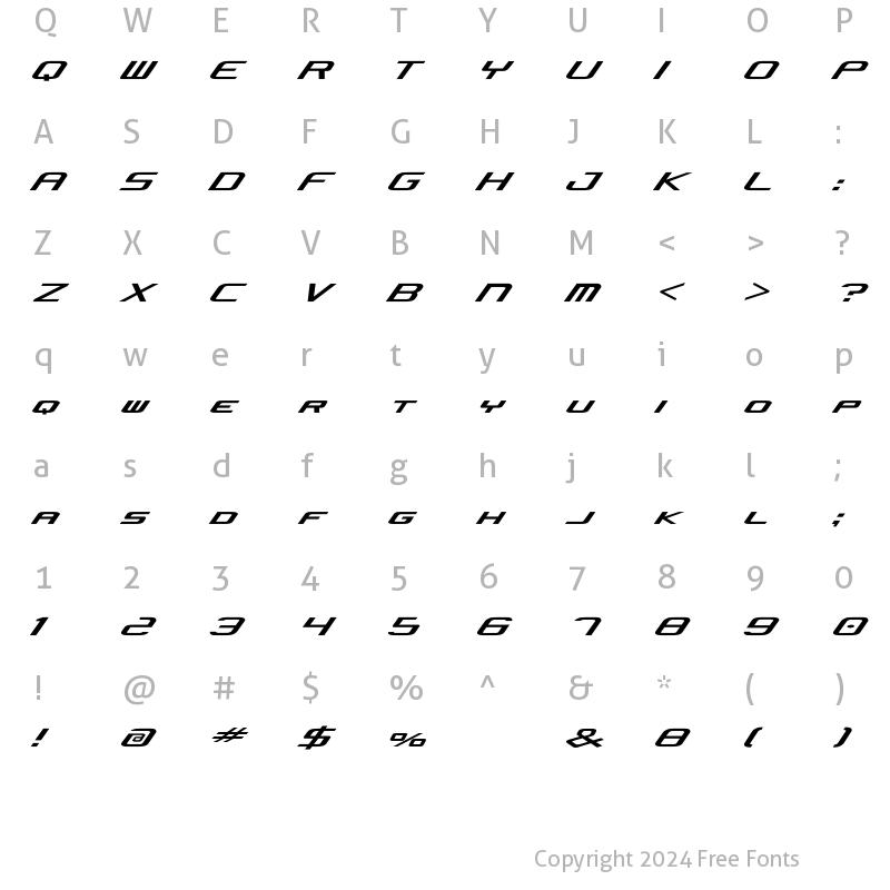 Character Map of Concielian Jet Regular