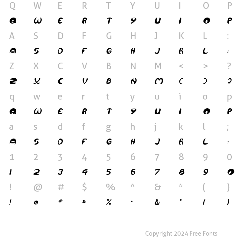 Character Map of Concoid BoldItalic