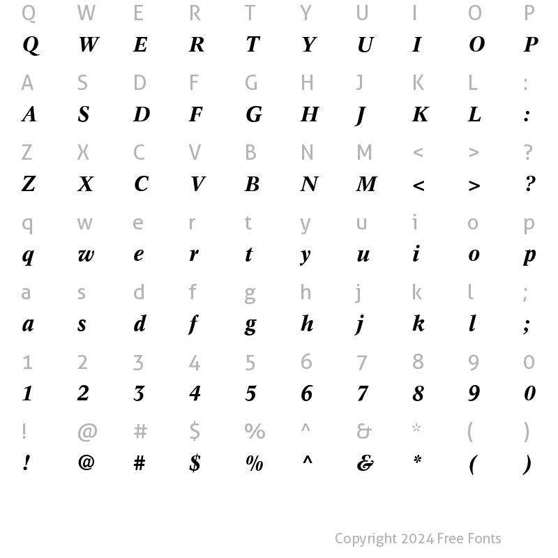 Character Map of Concorde Italic