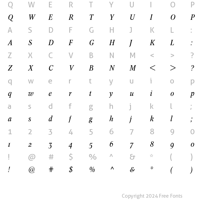 Character Map of Concorde Nova Expert BQ Italic