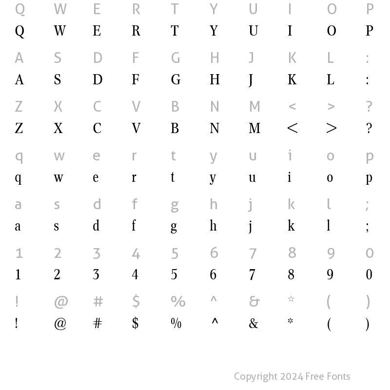 Character Map of ConcordeBE-Condensed Roman