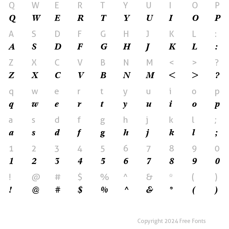 Character Map of ConcordeBE-Medium MediumItalic