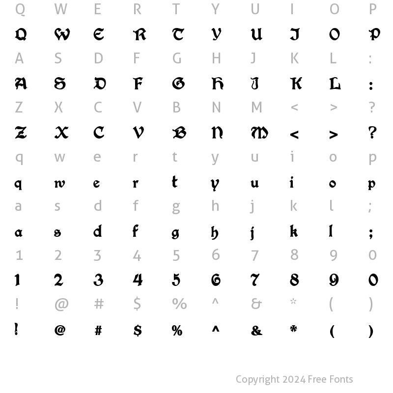 Character Map of ConcordiaSSK Bold