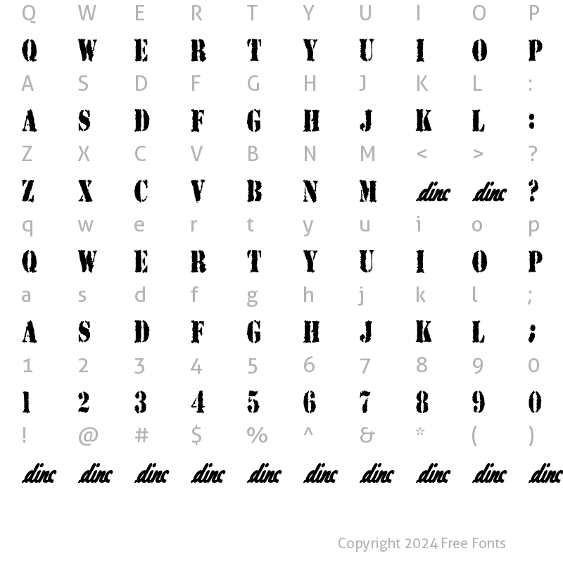 Character Map of Concrete and Clay Regular