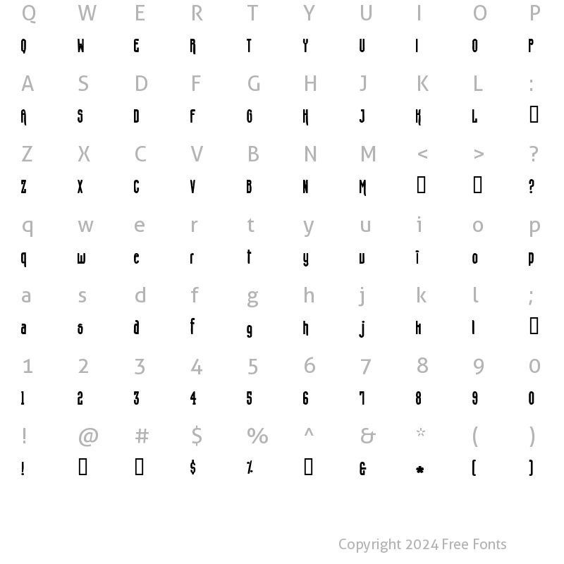 Character Map of Concrete Shoes Regular