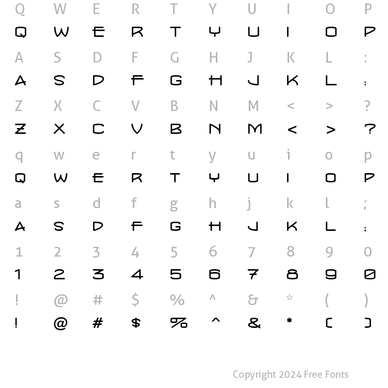 Character Map of ConcursoModerne BTN Wide Regular