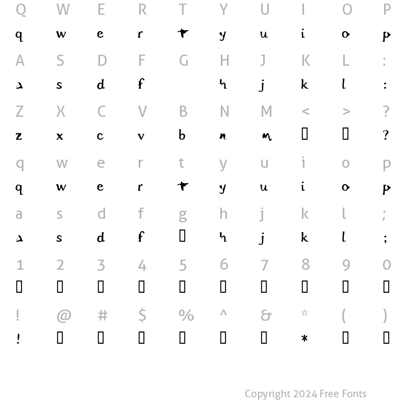 Character Map of Condemnation Regular