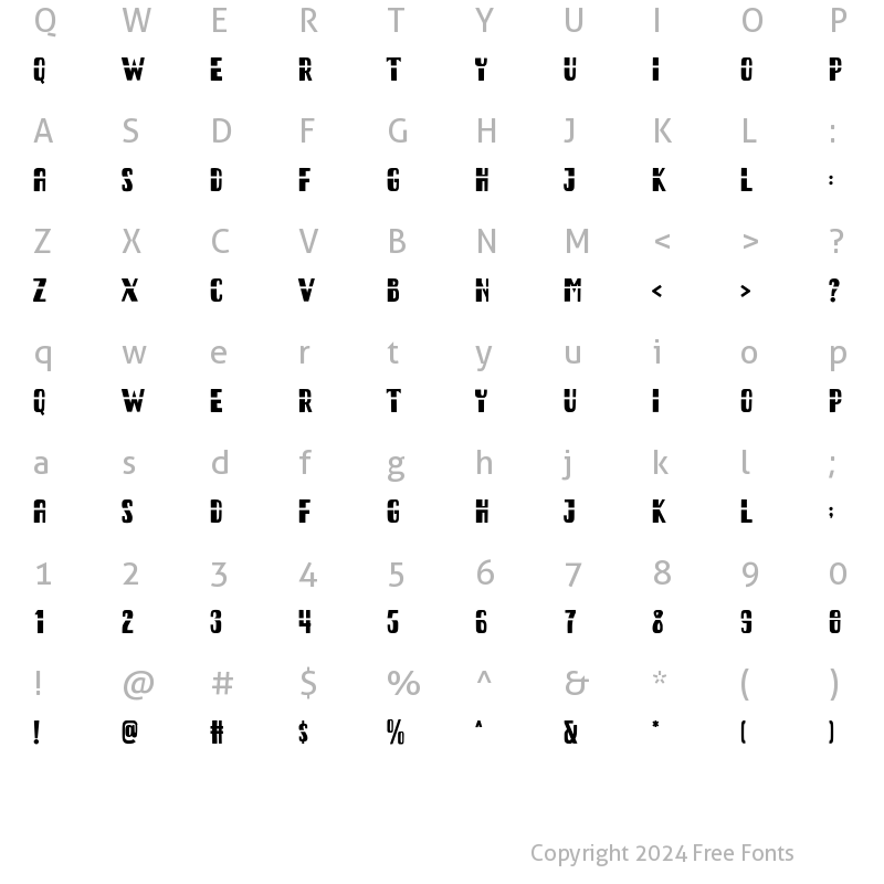 Character Map of Condensa Two Regular