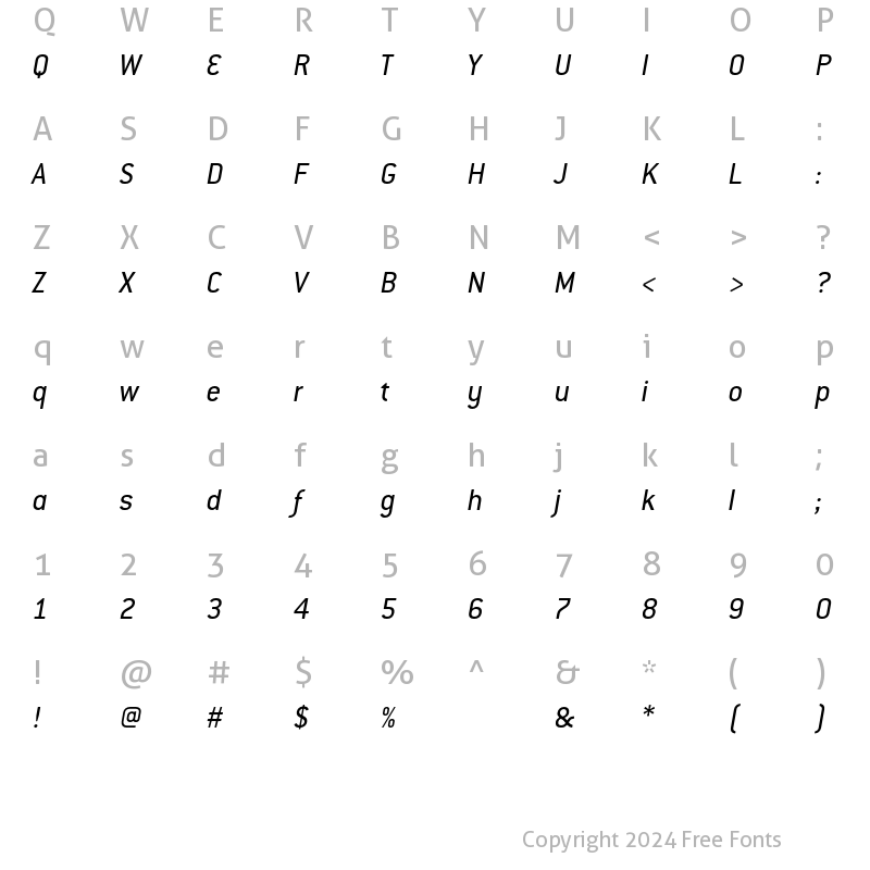 Character Map of Conduit ITC Italic