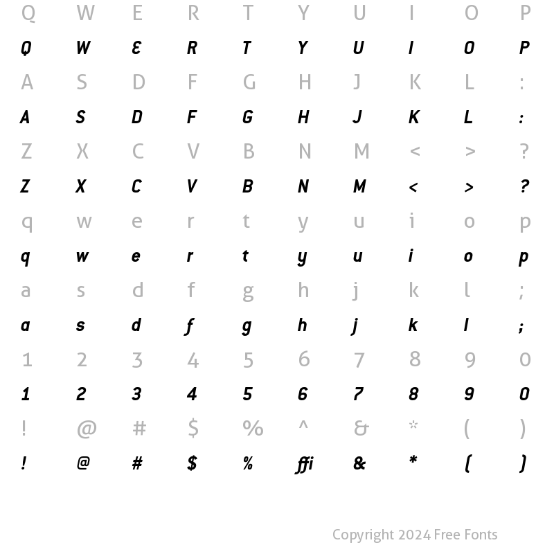 Character Map of ConduitITC Bold Italic