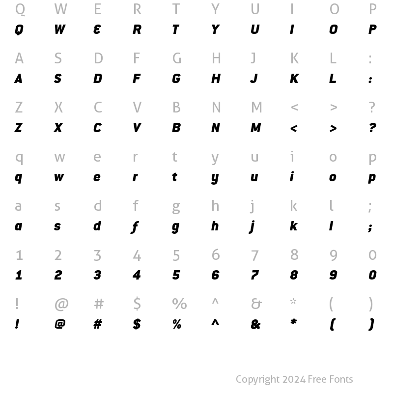 Character Map of ConduitITCStd BlackItalic