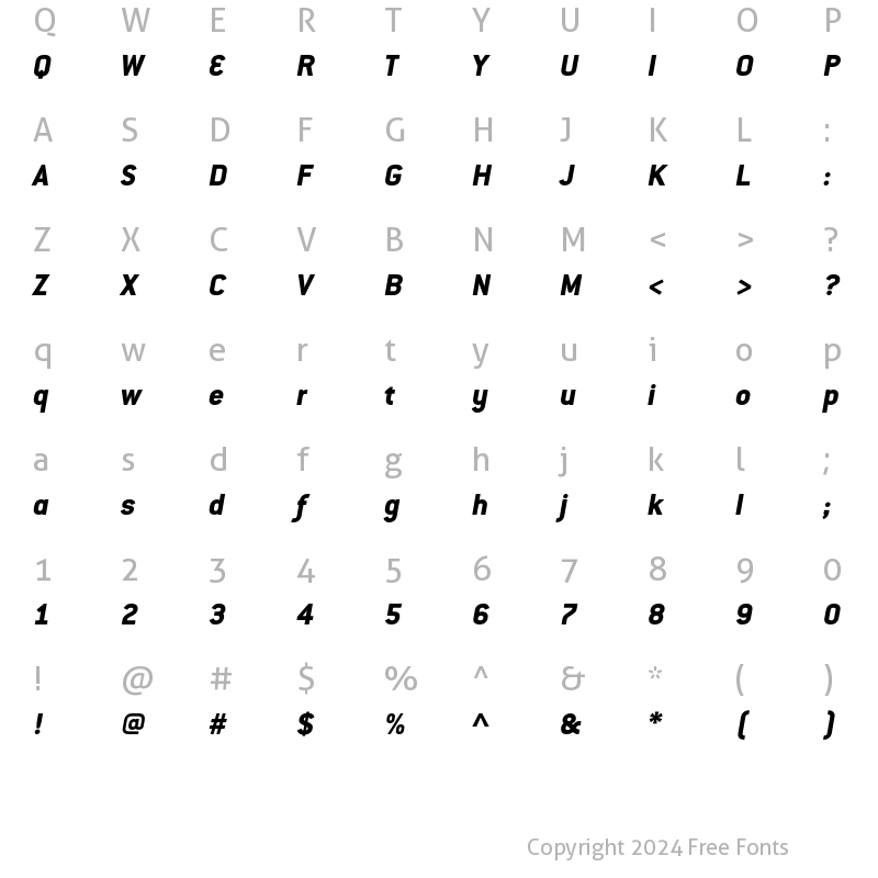 Character Map of ConduitITCStd ExtraBoldItalic