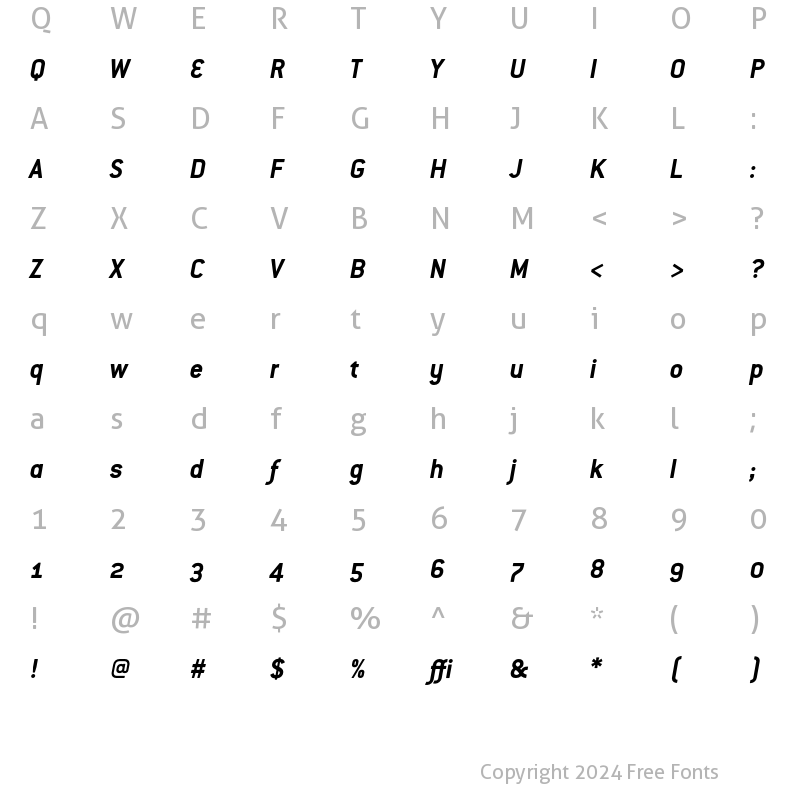 Character Map of ConduitOSITC Bold Italic