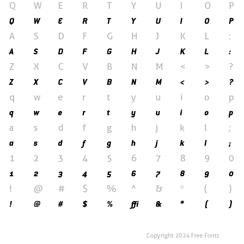 Character Map of ConduitOSITC ExtraBold Italic