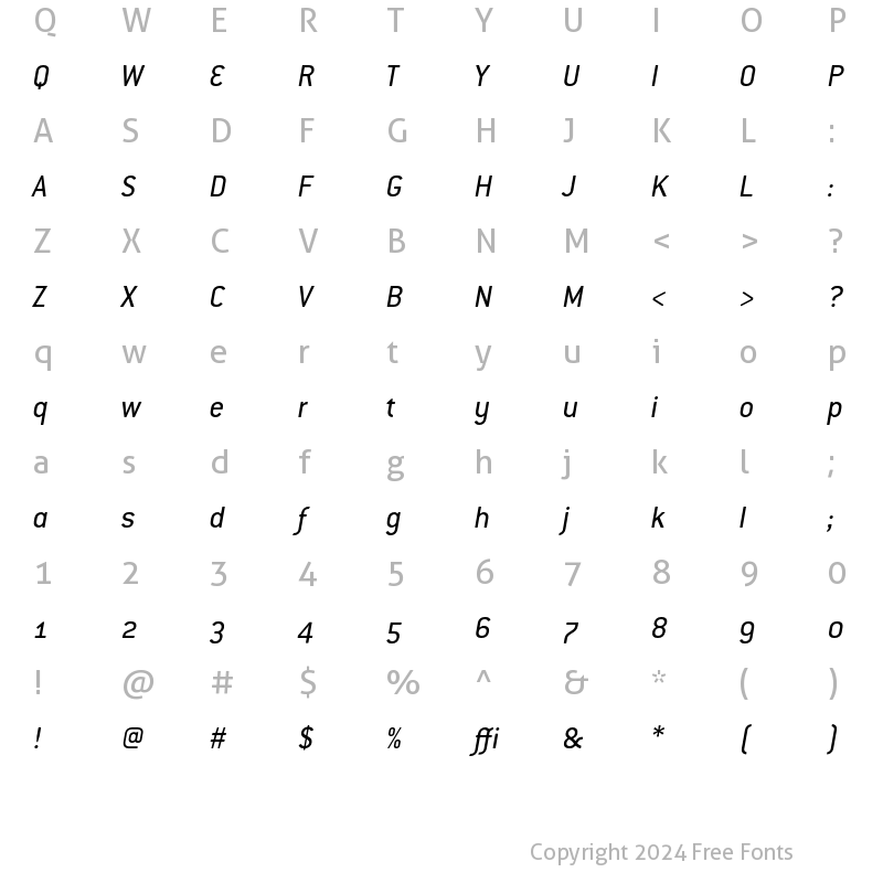 Character Map of ConduitOSITC Italic