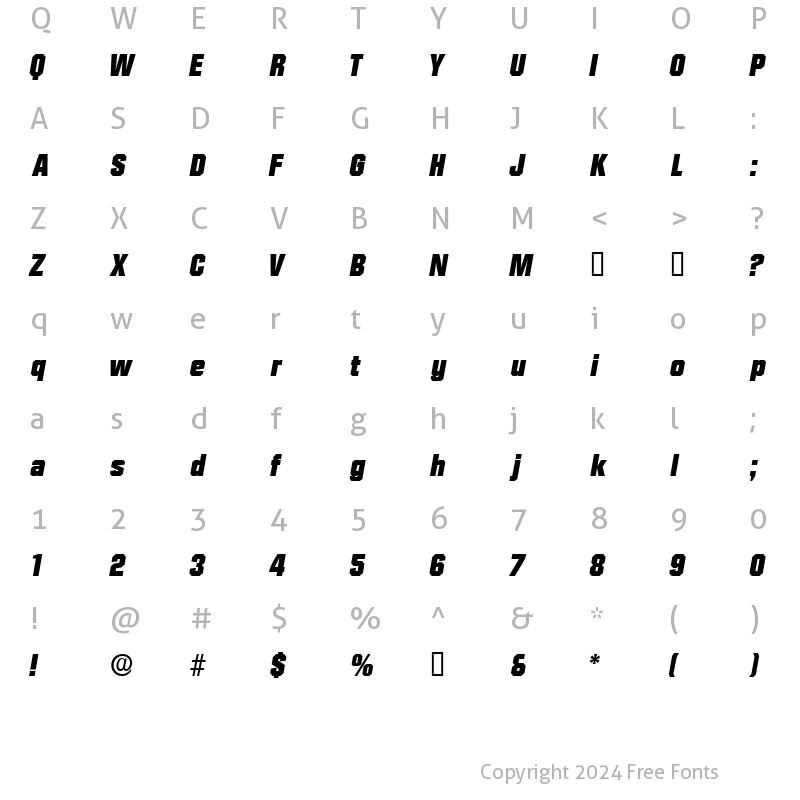 Character Map of ConexDisplaySSi Italic