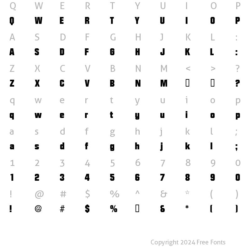 Character Map of ConexDisplaySSi Regular