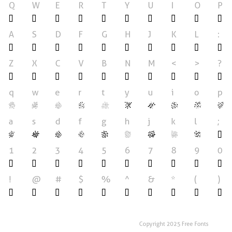 Character Map of Confetti Regular