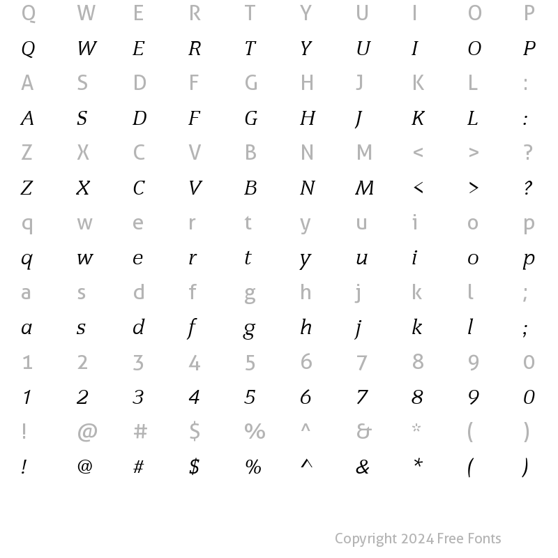 Character Map of CongressT Italic