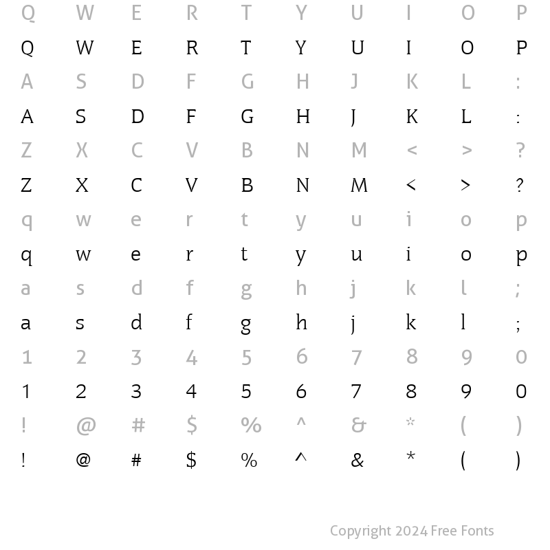 Character Map of CongressTLig Regular