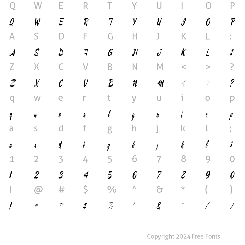 Character Map of ConiScriptSSK Italic