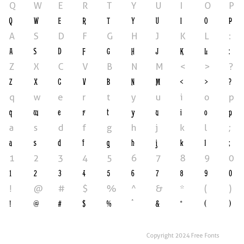 Character Map of Conkordia Regular