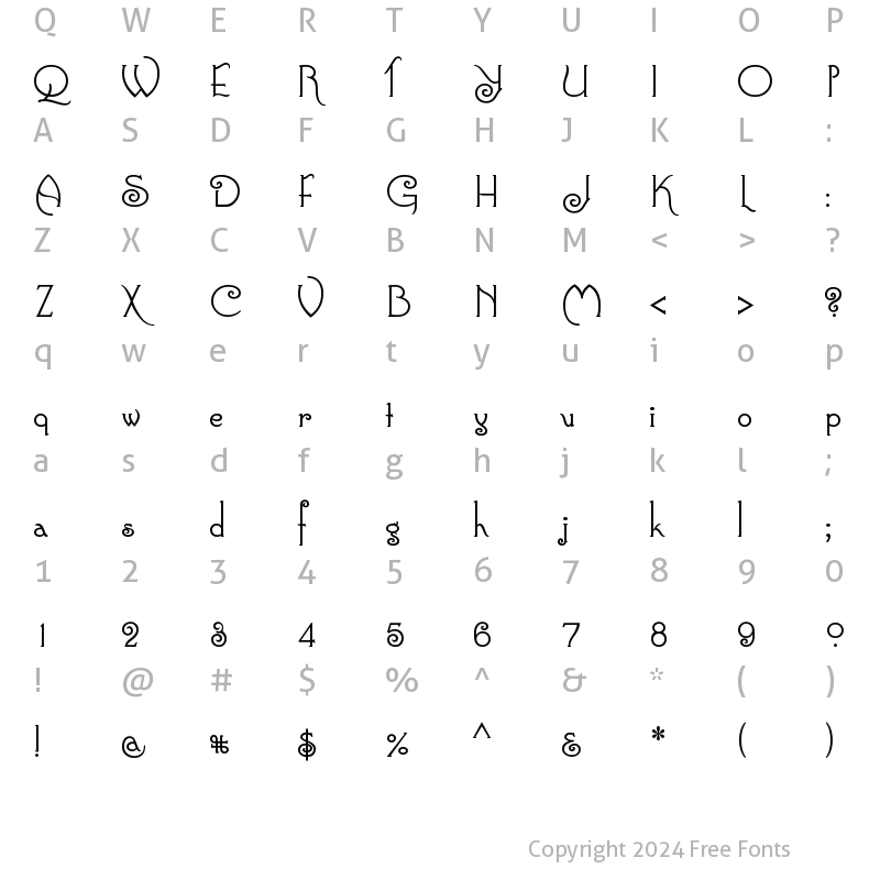 Character Map of Connie Regular