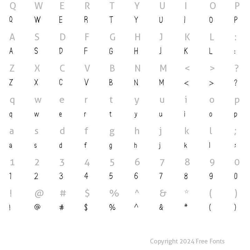 Character Map of Conquine Regular