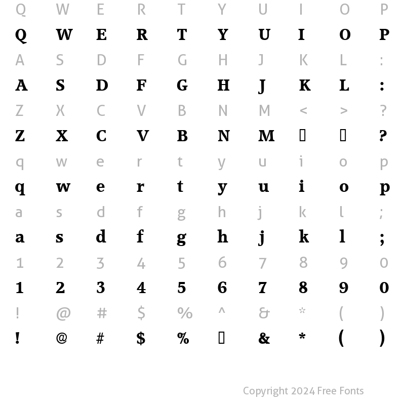 Character Map of ConsoDisplaySSi Regular