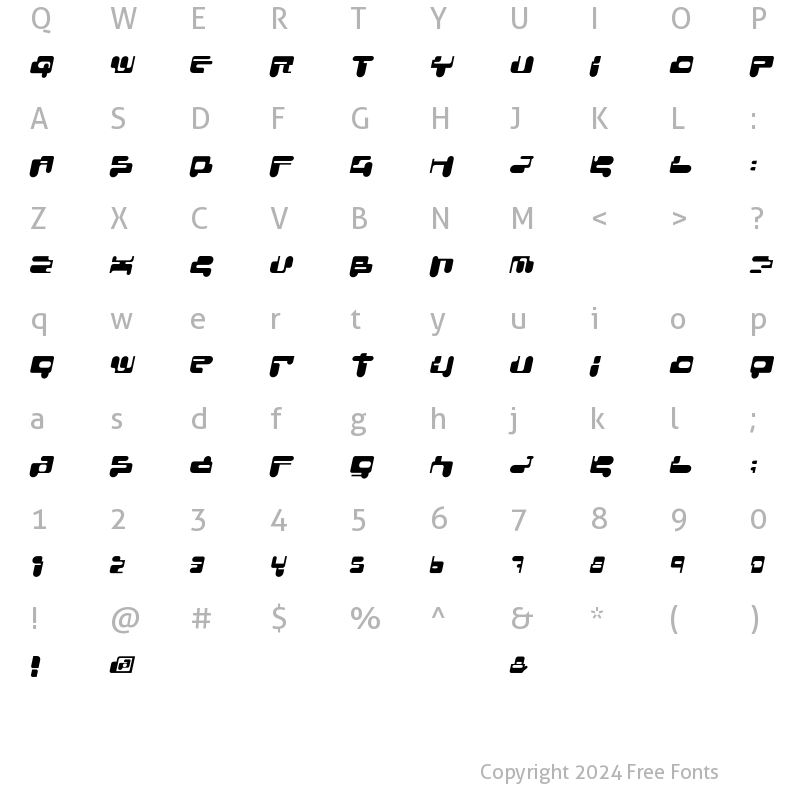 Character Map of ConsoleRemix Italic