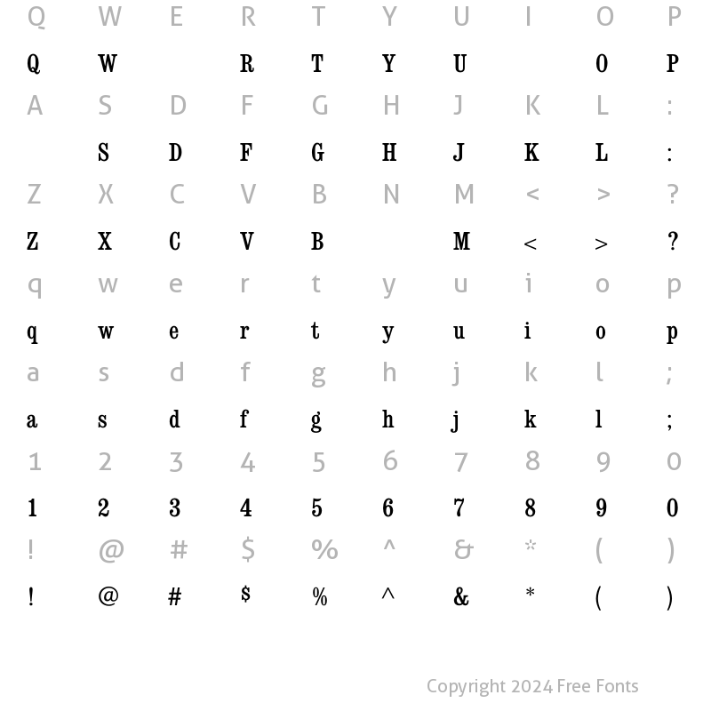 Character Map of ConsortMediumCondensed Regular