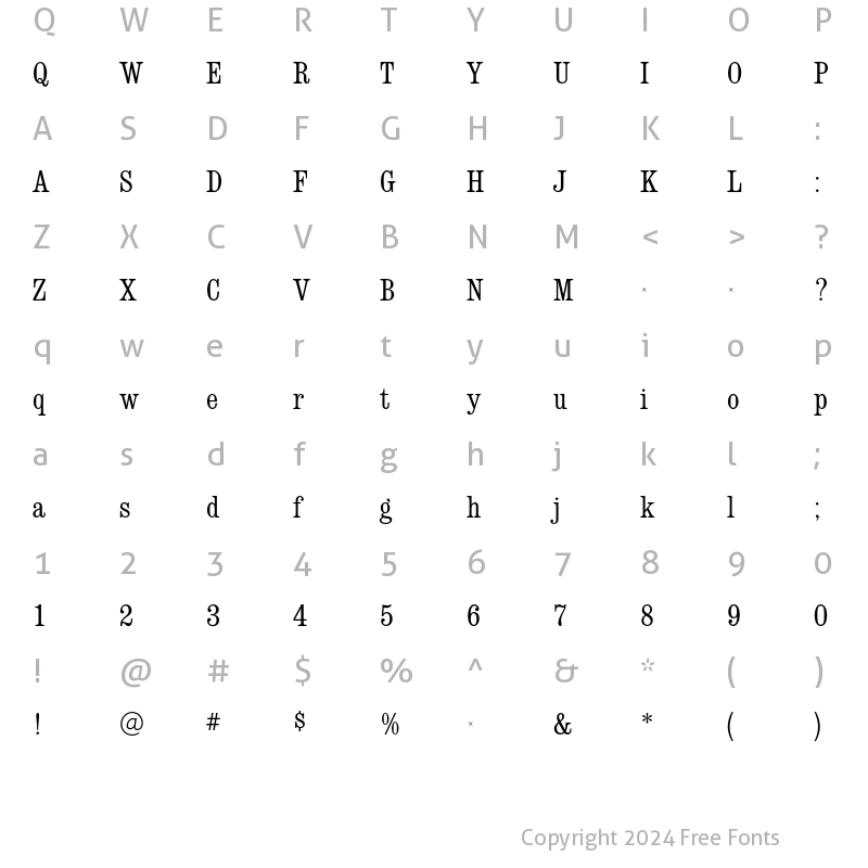 Character Map of ConsortRR Regular