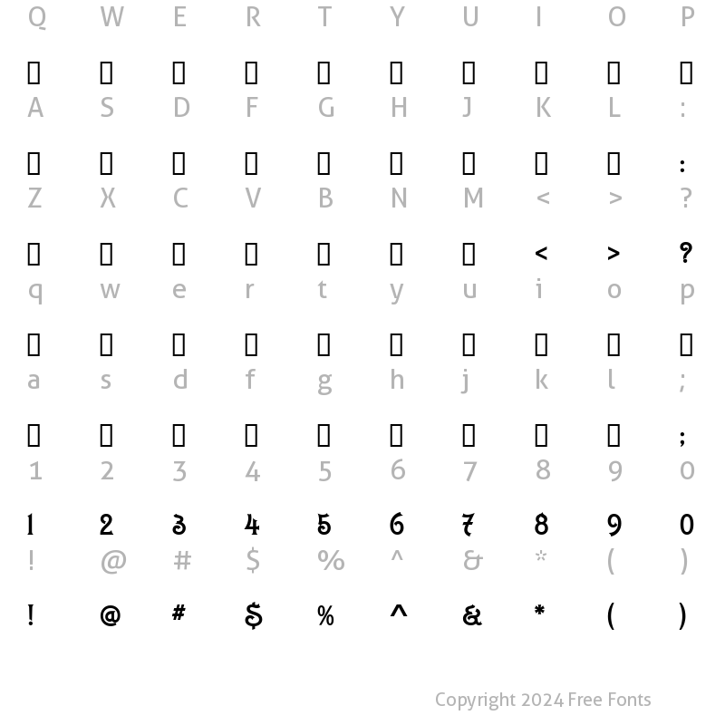 Character Map of Constacia Modern Regular