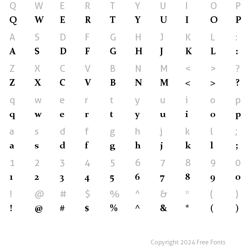 Character Map of Constantia Bold