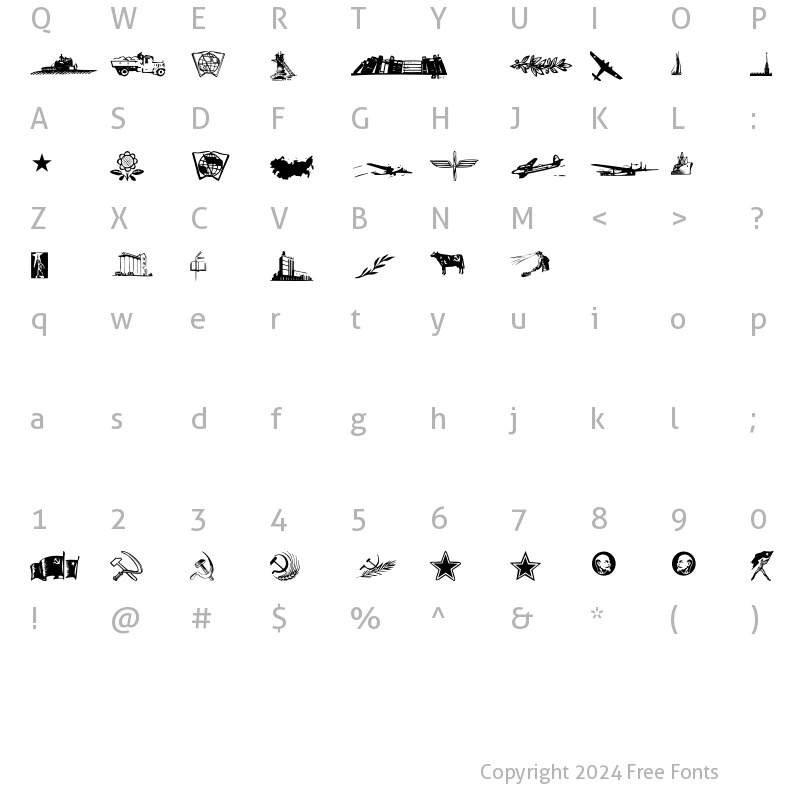 Character Map of Constructivist Extras Regular