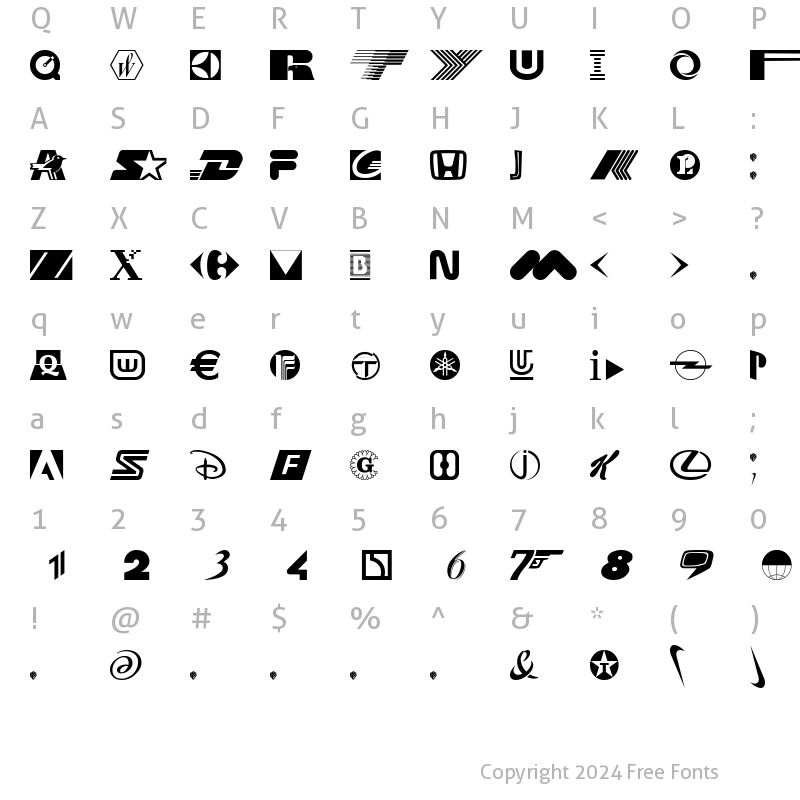 Character Map of COnsume Regular