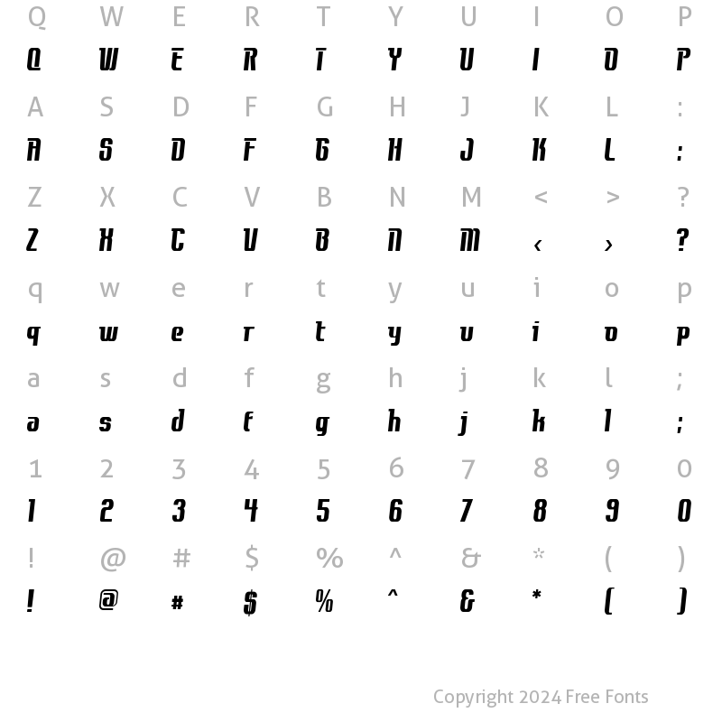 Character Map of Contact Bold