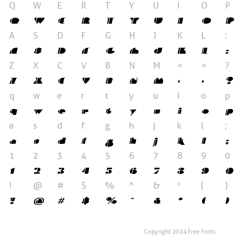 Character Map of Contemporary BoldItalic