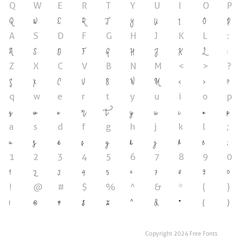 Character Map of Contento Script Regular