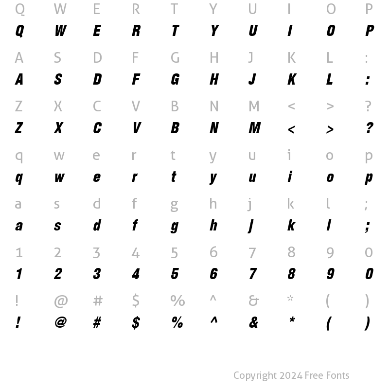 Character Map of Context Black Condensed SSi Black Condensed Italic