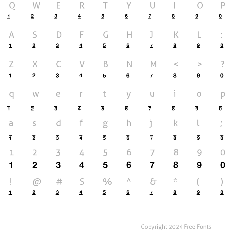 Character Map of Context Fractions SSi Fractions Bold