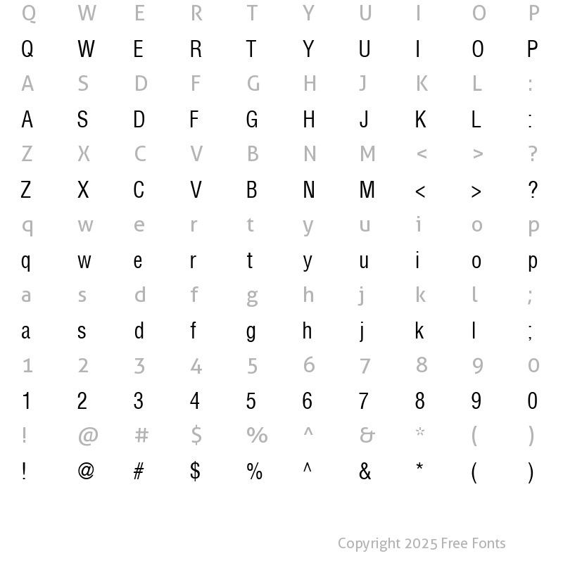 Character Map of ContextLightExCondSSi Regular