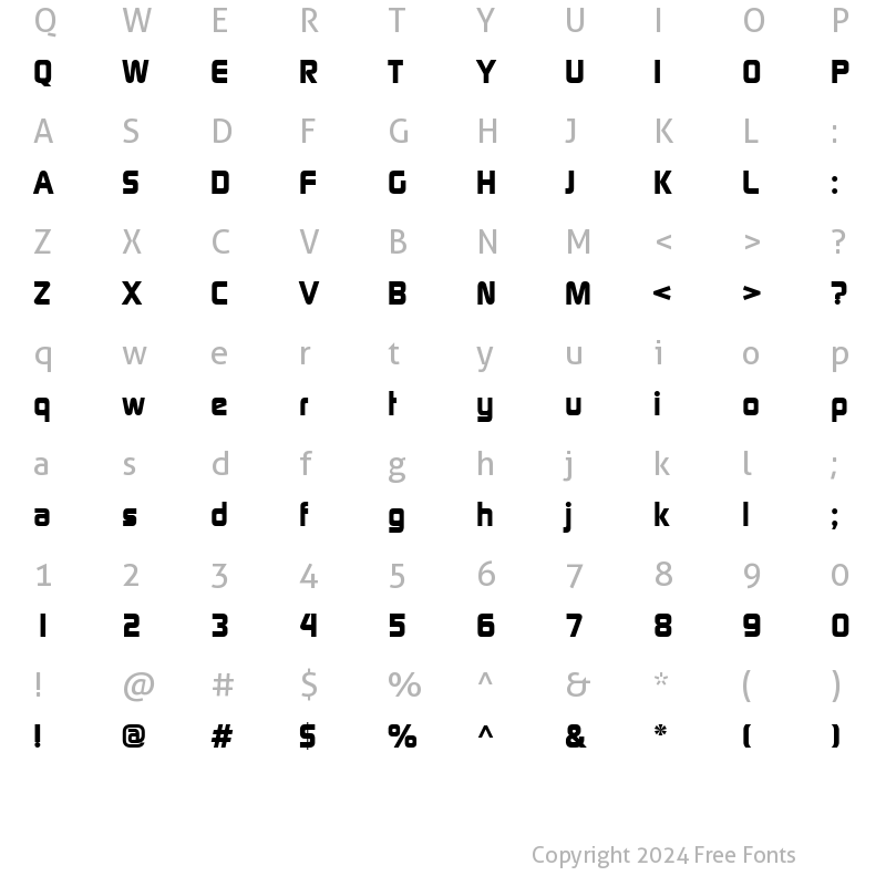 Character Map of Continuum Bold Regular