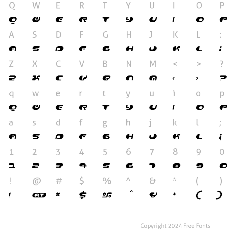 Character Map of Contour Italic